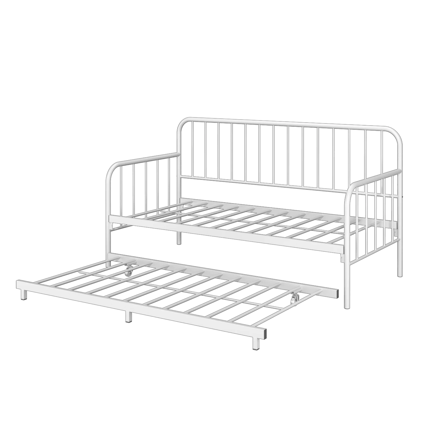 Single Day Bed Sofa /Pull Out Trundle/ White Colour (L197.5cm x W90.5cm x H106cm) - Thebrands