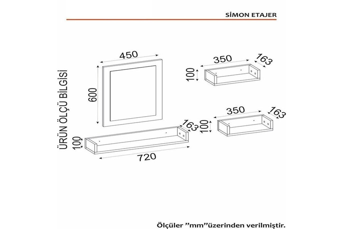 Simon Bathroom Top Cabinet, Mirror Sheet, White (DI3-765)