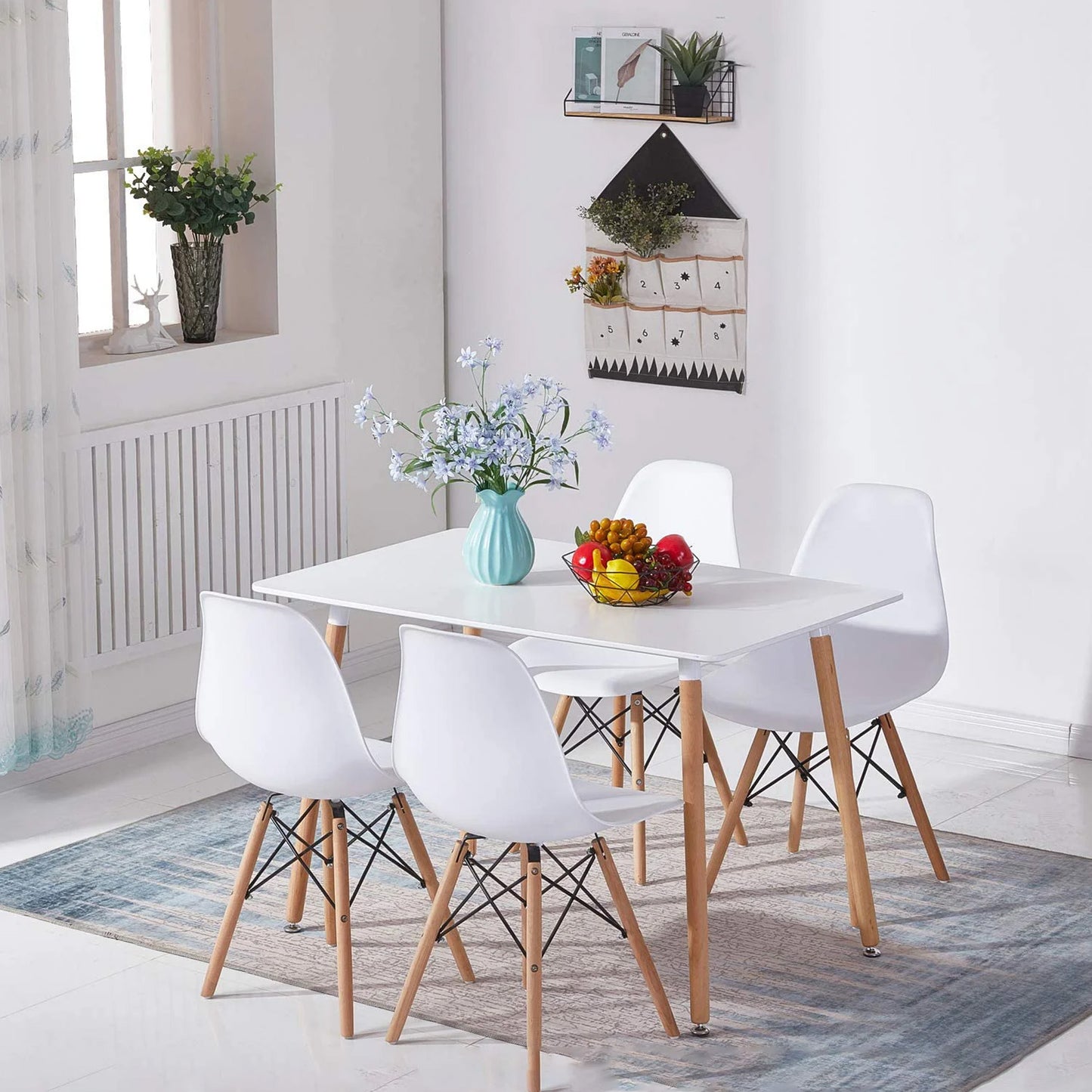 Dinning Set White Oak 120x70CM 4 Chairs + 1 Table  (DA152-DA232)