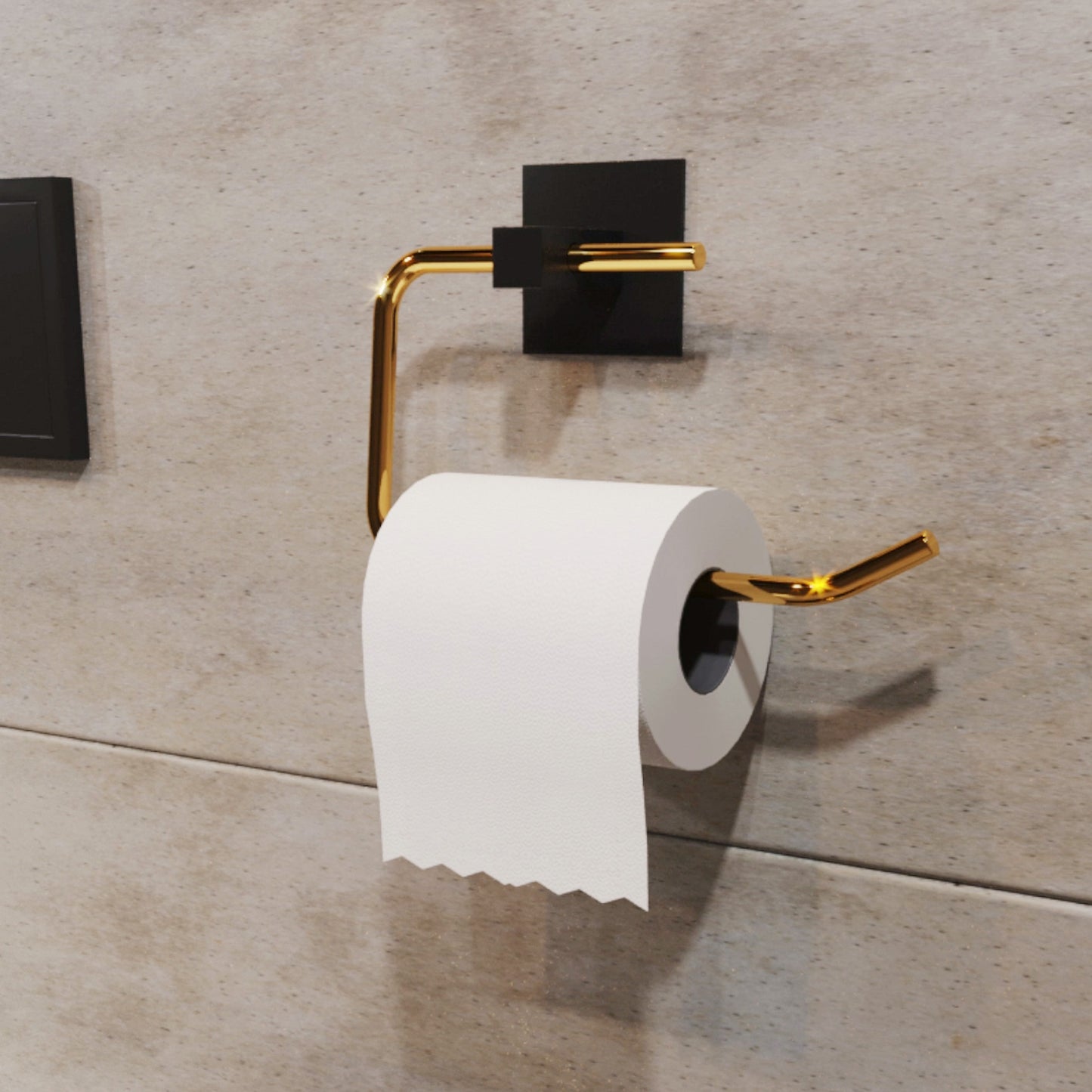 Bino Adhesive Design Toilet Paper Hanger, Gold, Stainless Steel (BN7-112)