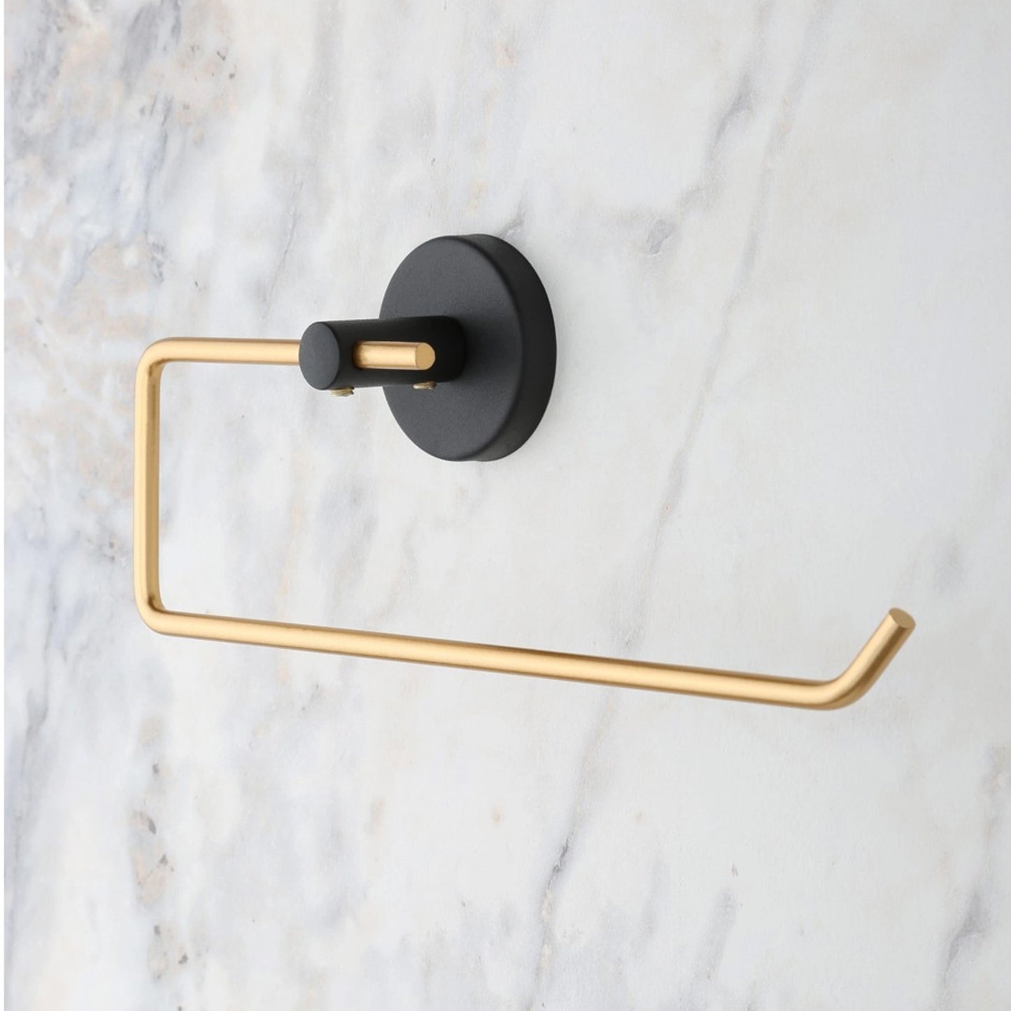 May Bathroom Adhesive Gold Square Outdoor Solo Towel Holder, Black (YM2-106)