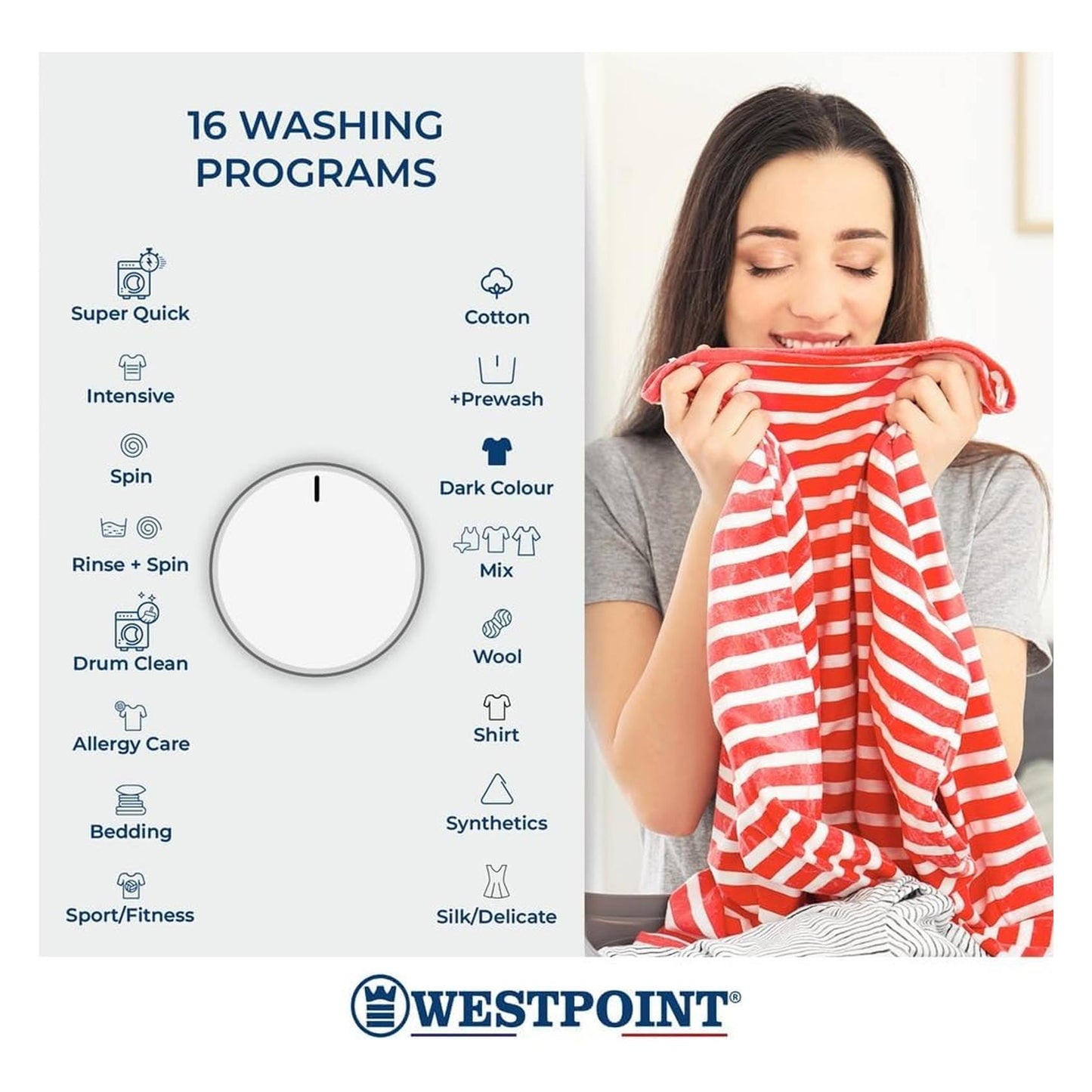 6Kg Front Load Inverter Washing Machine With 16 Washing Programs / 15 Minutes Quick Wash, WMT610B25, White
