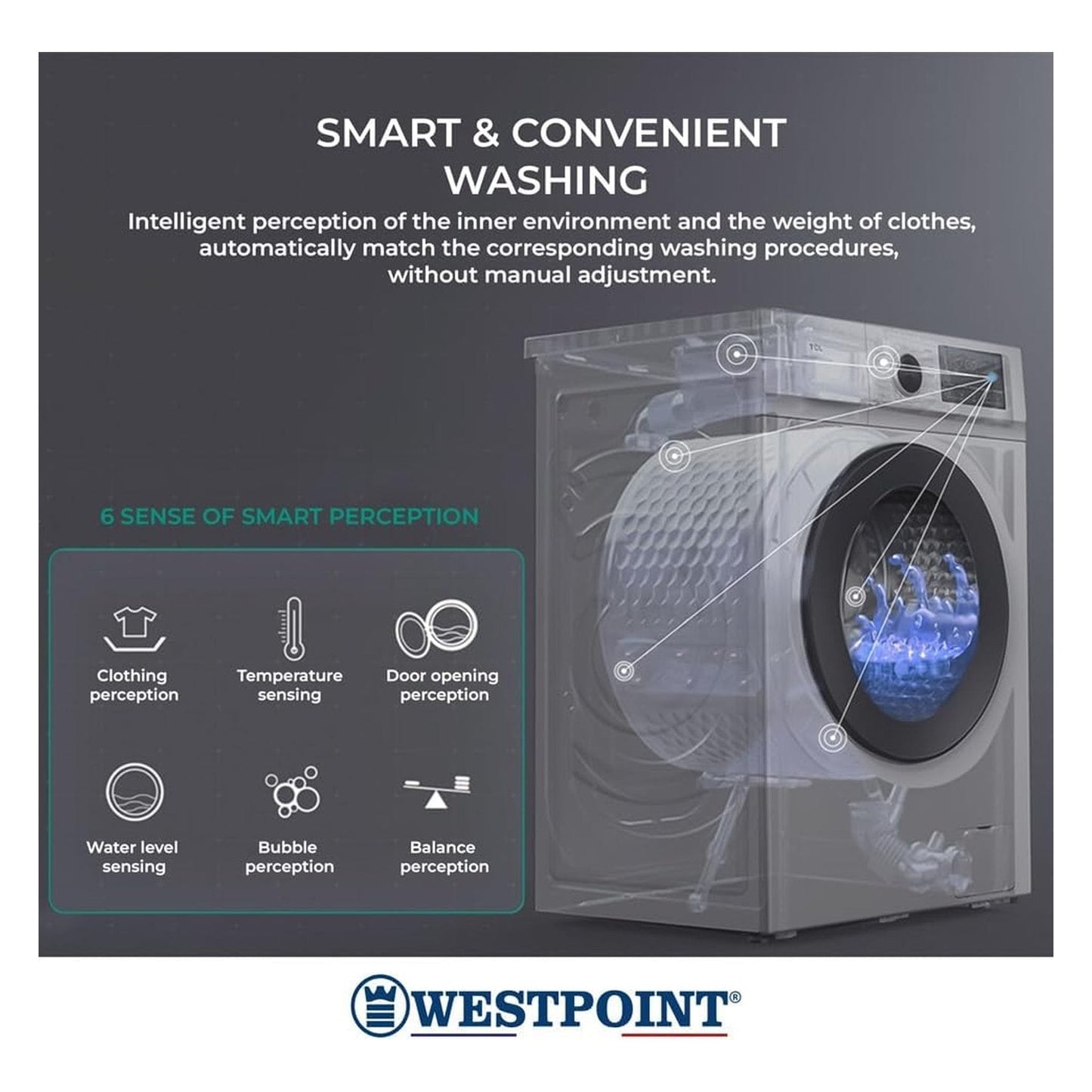 6Kg Front Load Inverter Washing Machine With 16 Washing Programs / 15 Minutes Quick Wash, WMT610B25, White
