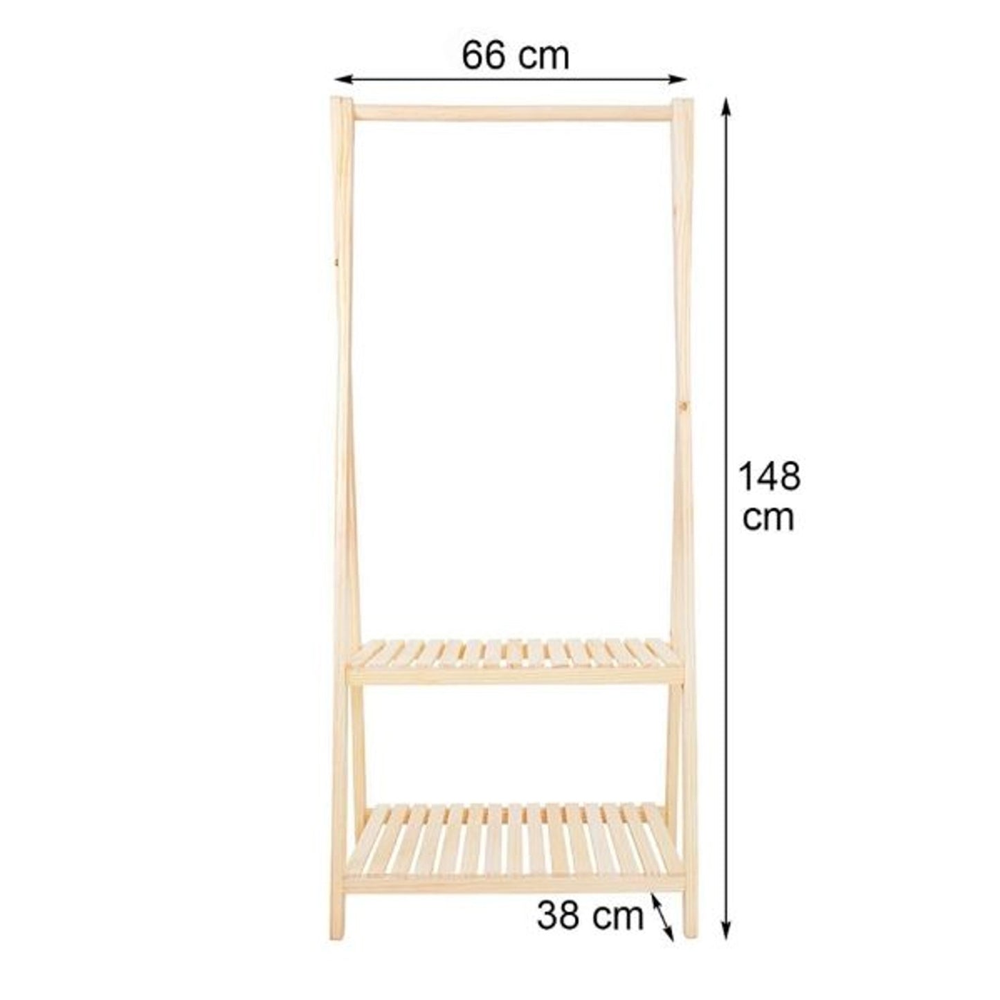 Wooden Cloth Hanger, 2 Shelves, 148X66 (PX6-137)