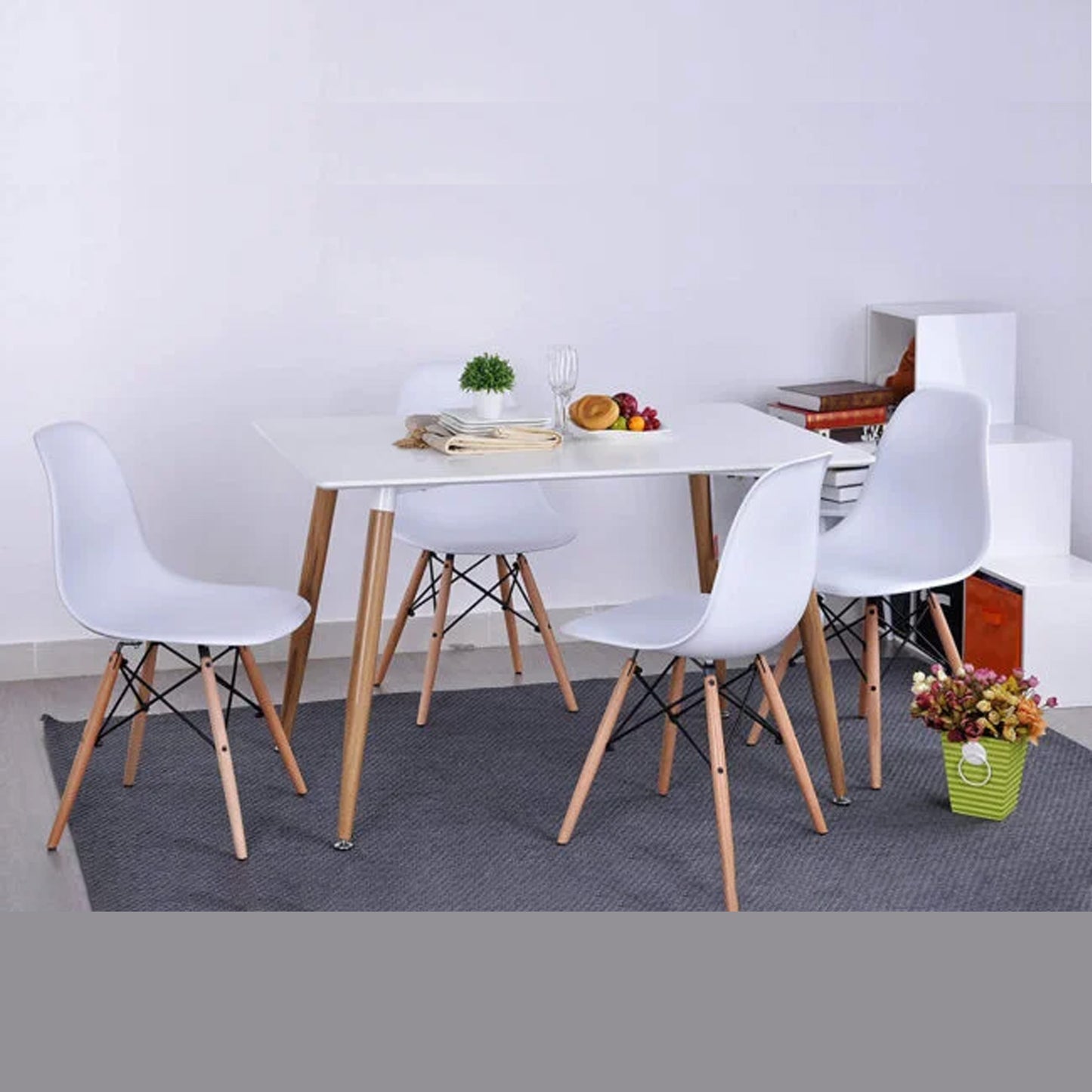 Dinning Set White Oak 120x70CM 4 Chairs + 1 Table  (DA152-DA232)