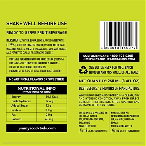 Jimmys Cocktails Maragarita 250ml