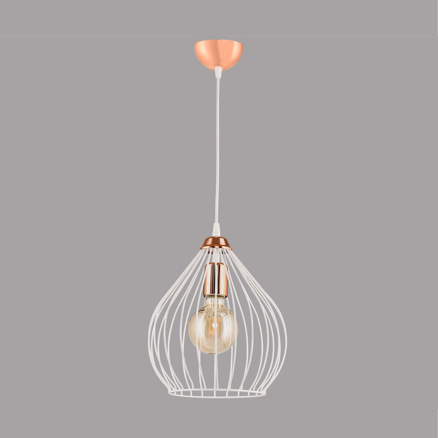 Single Pear Pendant Lamp White Gold DE6-132