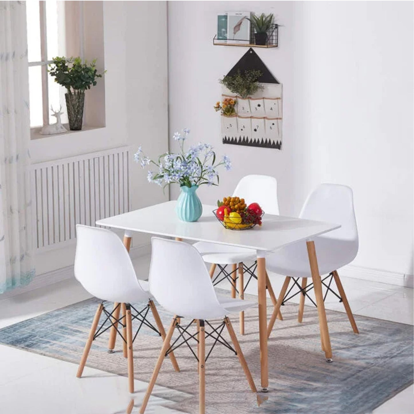 Dinning Set White Oak 120x70CM 4 Chairs + 1 Table  (DA152-DA232)