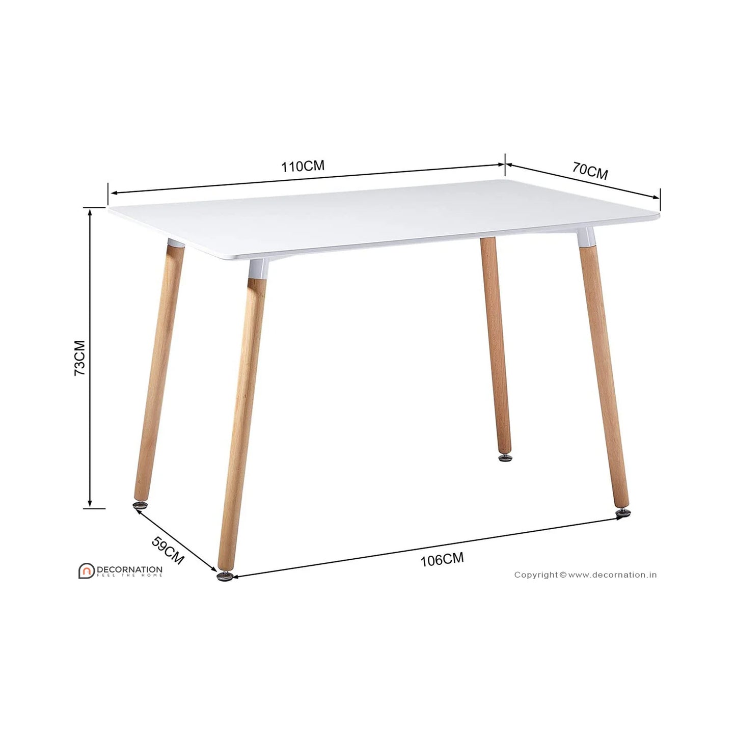 Dinning Set White Oak 120x70CM 4 Chairs + 1 Table  (DA152-DA232)