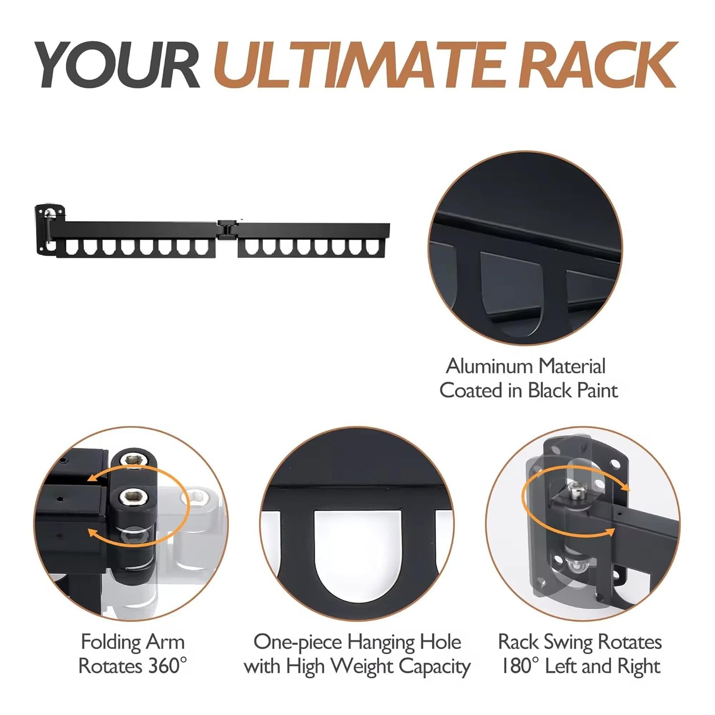 Clothes Drying Rack 2 Fold - Modern Black (84CM x 6.5CM x 9CM)