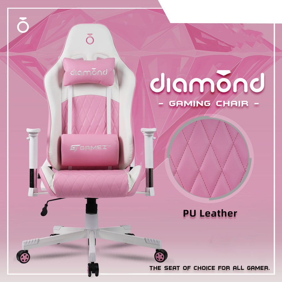 Gaming Chair with Ergonomic Design / Support Pillows  Pink (126-135CM x 64.5CM x 75CM)