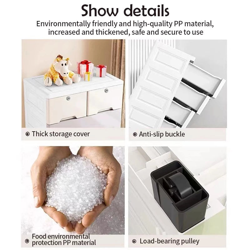 Drawer Storage Cabinet - White 5 Tier 50 Cm