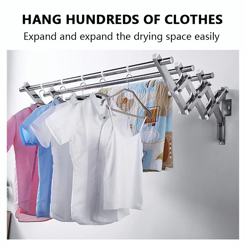 Retractable Cloth Hanger 3 Bar Folding Drying Rack