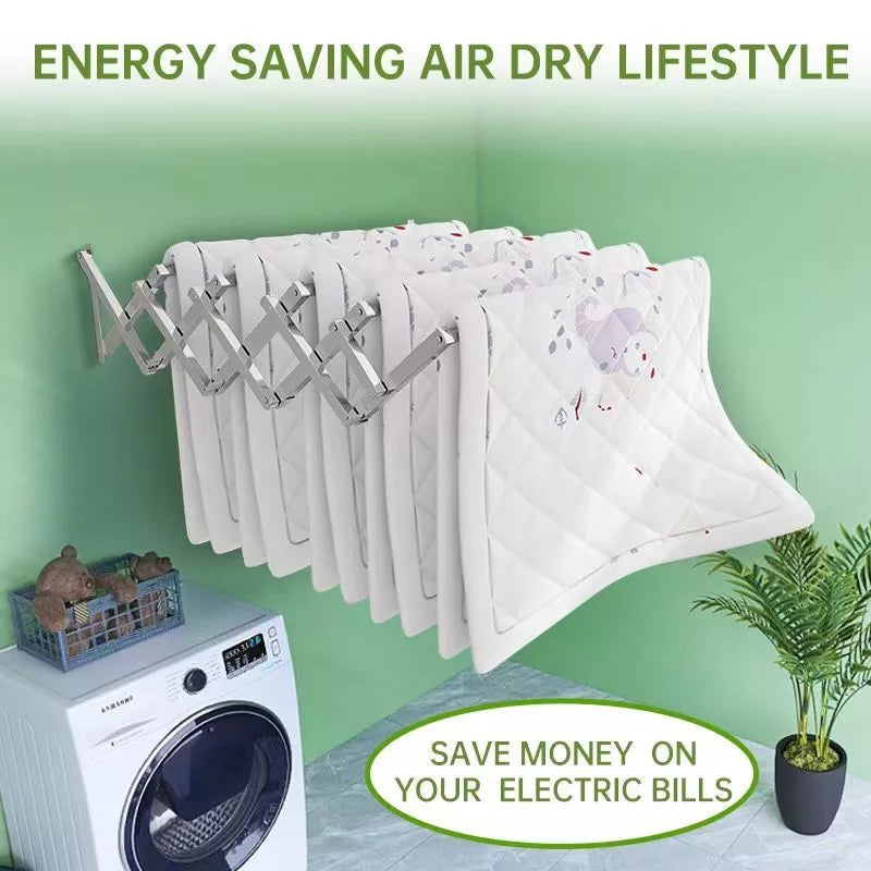 Retractable Cloth Hanger 3 Bar Folding Drying Rack