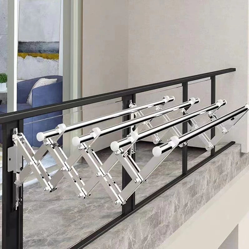 Retractable Cloth Hanger 3 Bar Folding Drying Rack