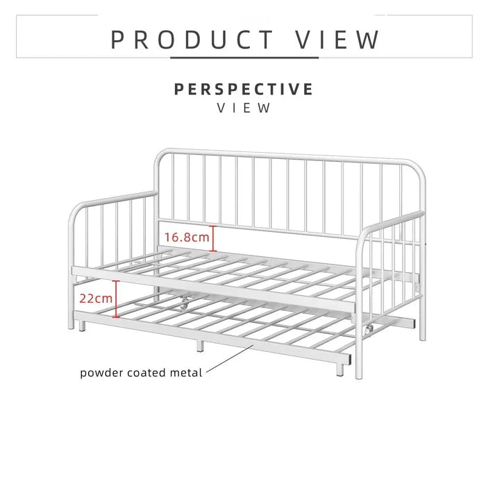 Single Day Bed Sofa /Pull Out Trundle / Black Colour (L197.5cm x W90.5cm x H106cm)