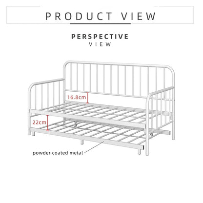 Single Day Bed Sofa /Pull Out Trundle / Black Colour (L197.5cm x W90.5cm x H106cm)
