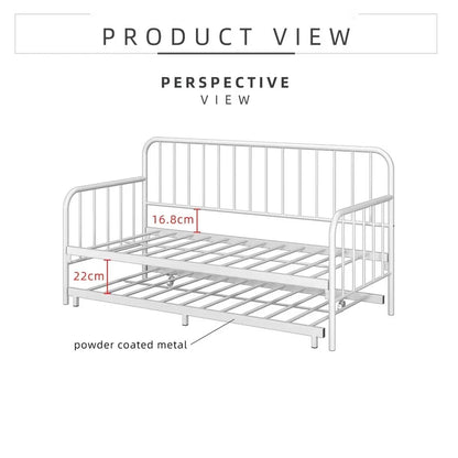 Single Day Bed Sofa /Pull Out Trundle/ White Colour (L197.5cm x W90.5cm x H106cm)