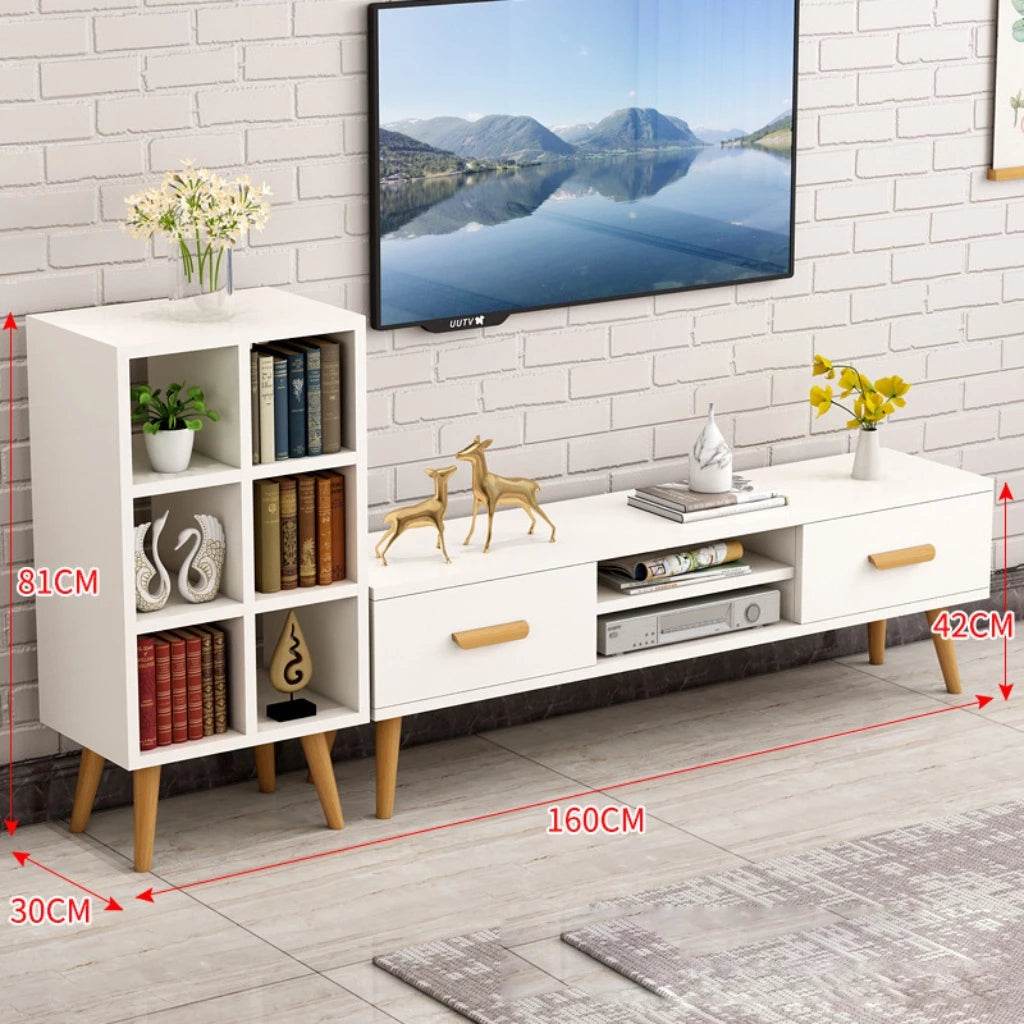 DS0425 TV RACK SIDE CABINET MULTI PURPOSE	 (WHITE / 40*30*81H) - Thebrands