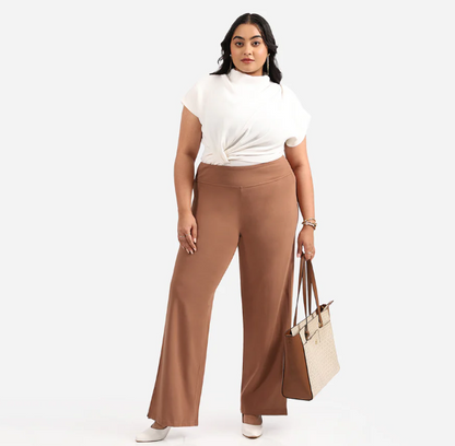 AM:PM Cotton Wide Legged Pants (Barkha Brown Mocha)