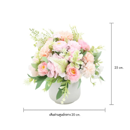 AIMI Mam hydrangea Artificial Flower in ceramic pot - Pink 25CM