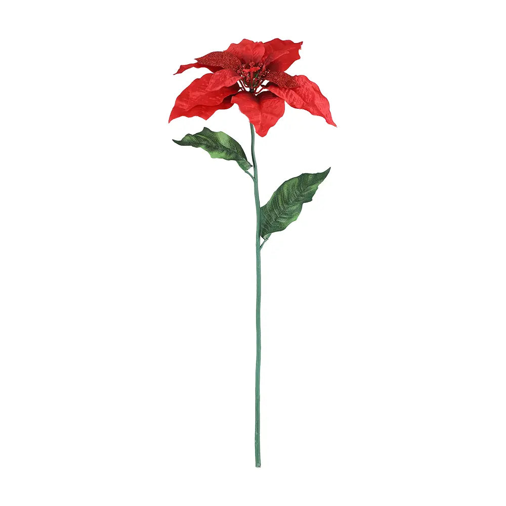 CHRISTMAS Poinsettia Flower Stem - Red 61.5CM - Artificial