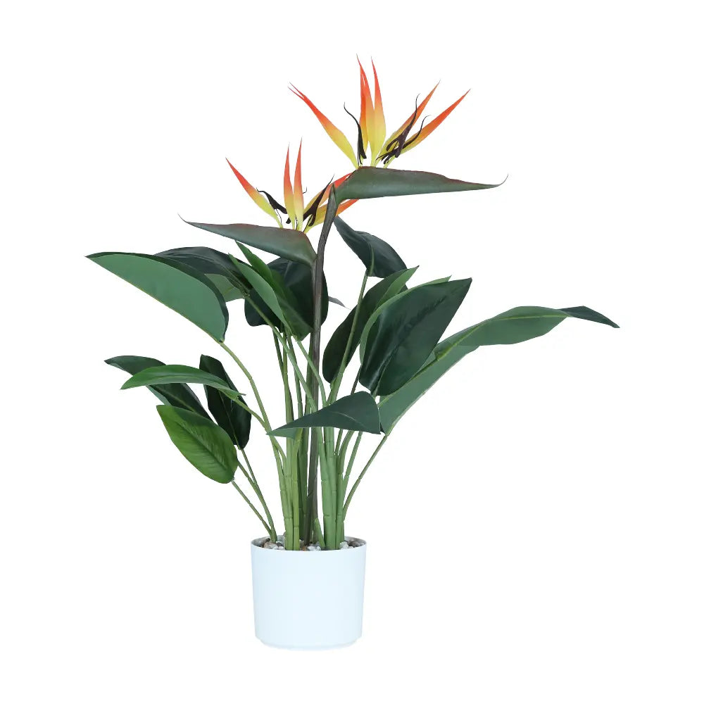 LITZIA Strelitzia Flower Tree in Pot  78 cm - Orange/White - Artificial