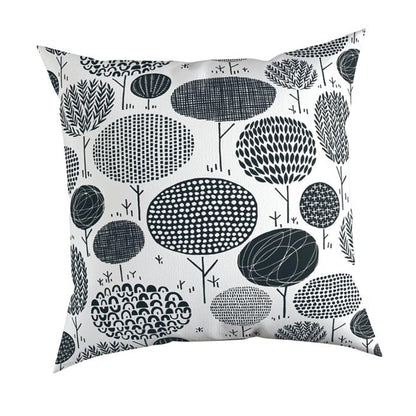 Carnival Home Double Sided Black Trees Printed Cushion Cover With White Background (KQ3-7185)