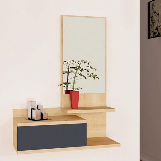 Arnetti Rozella Wall Mounted Mirror Dresser with Drawers, Sapphire Oak Anthracite (TT3-353)