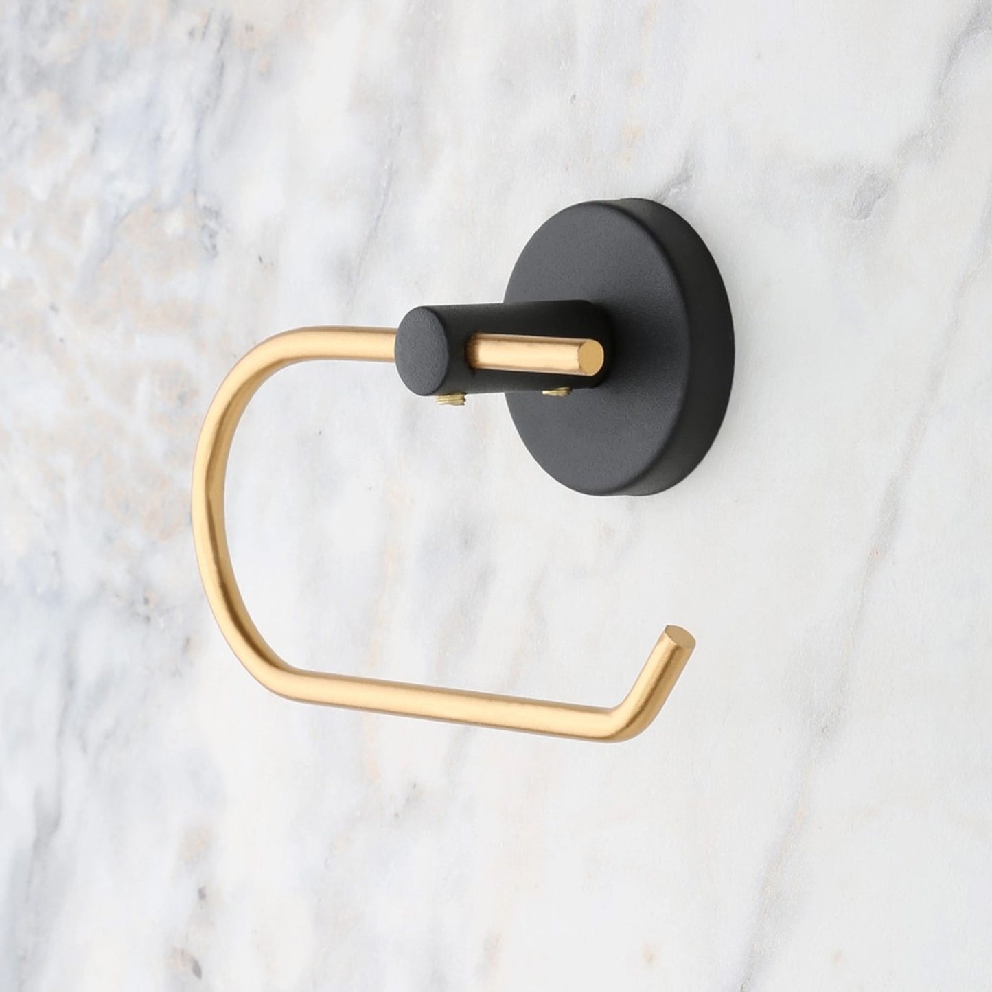 May Bathroom Adhesive Gold Outdoor Toilet Paper Holder Strap, Black (YM2-105)