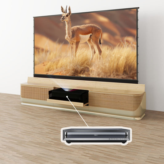 VIVIDSTORM Bundle-Projector&Screen&2024 New Fully Concealed Premium Motorized Laser TV Cabinet DUNE-Limited Edition