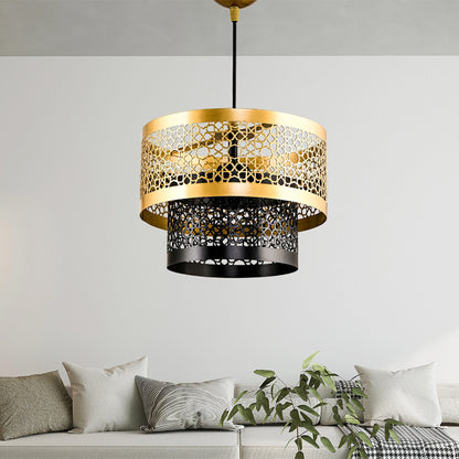 Dede Two - Layer Metal Pendant lamp Cake Chandelier, Black Tinted DE6-302