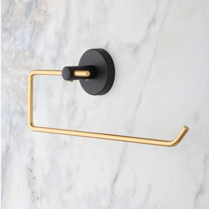May Bathroom Adhesive Gold Square Outdoor Solo Towel Holder, Black (YM2-106)