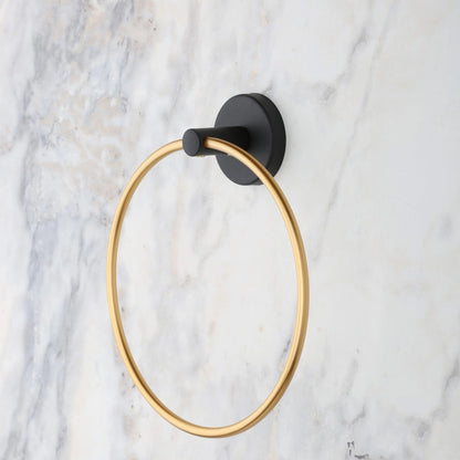 May Bath Gold Ring Towel Holder, Black (YM2-108)