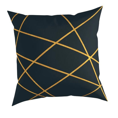 Carnival Home Double Sided Black Background Gold Lines Printed Cushion Cover (KQ3-7127)