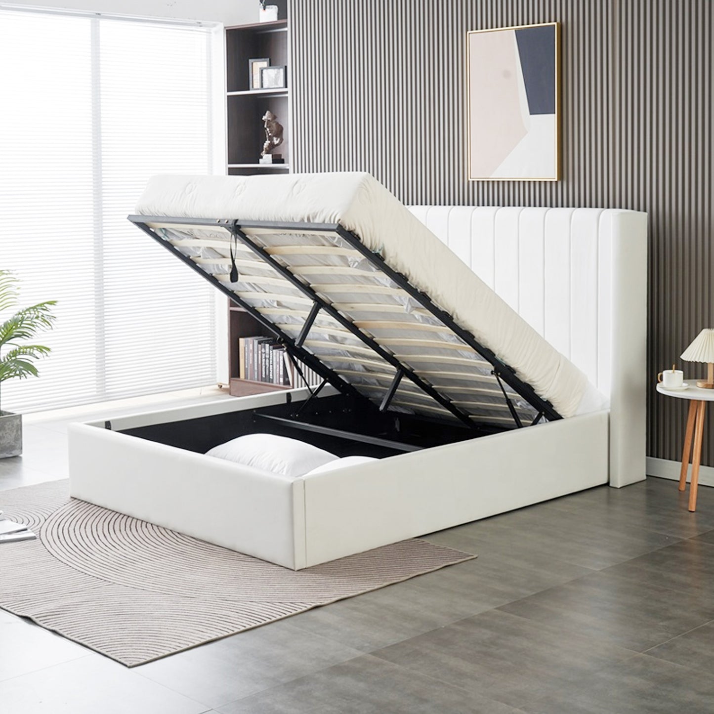 Queen Size leather Storage Bed- White (152*190)