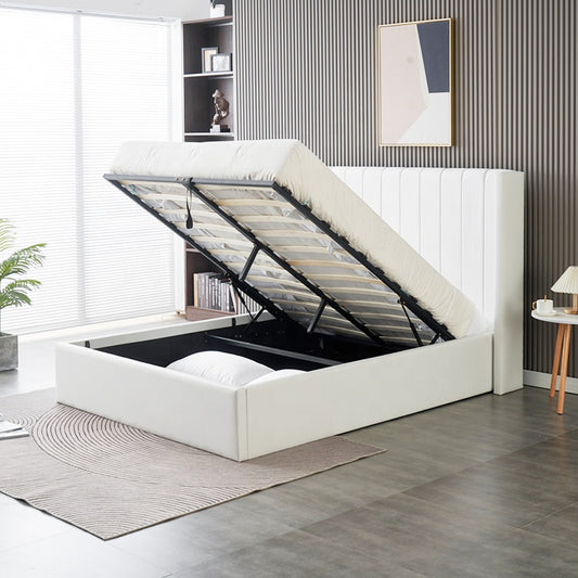 Queen Size leather Storage Bed- White (152*190)