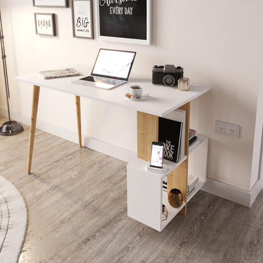 Lagomood side study desk, white oak 120 cm (LG4-140) / made in eu