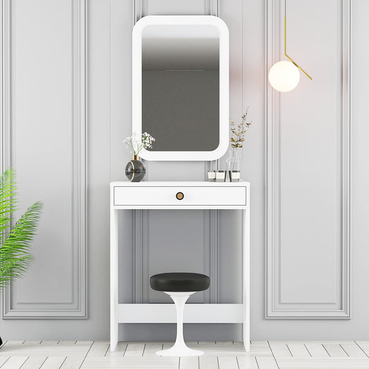 Lisbon Mini Makeup Table, Mirror, White (VC3-801)