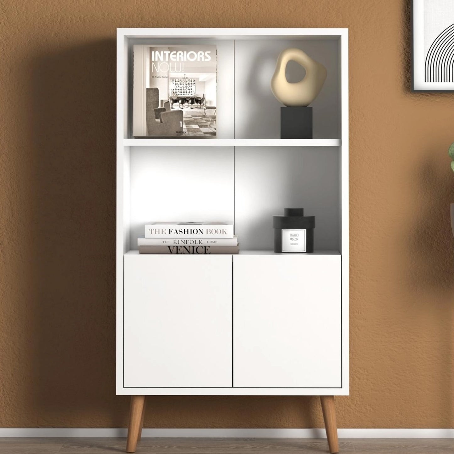 Luce Cabinet Bookcase, White (NT3-845)