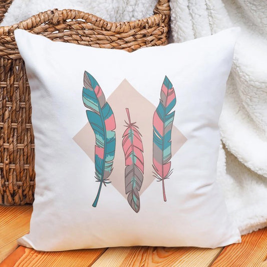Carnival Home Double Sided Colorful Feather Printed Cushion Cover (KQ3-7091)