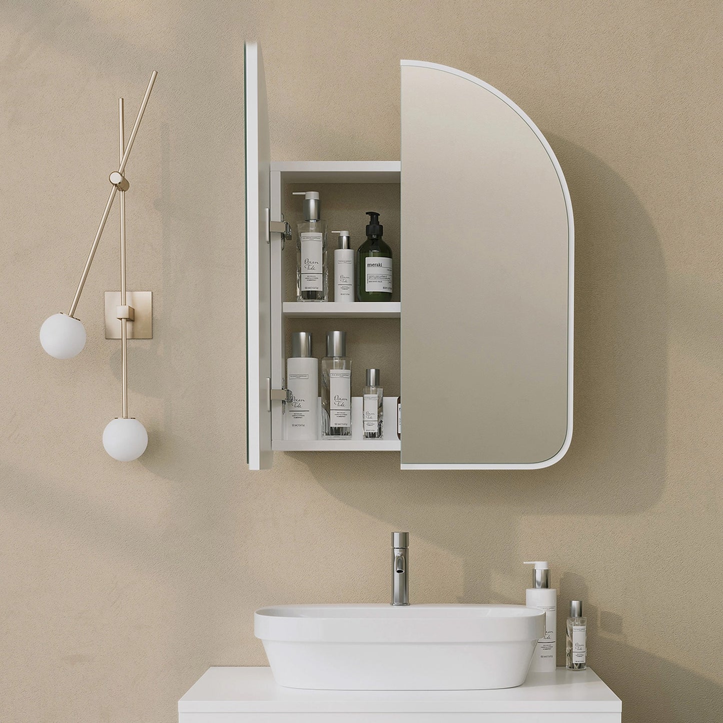 Hope Mirrored Bathroom Cabinet, White