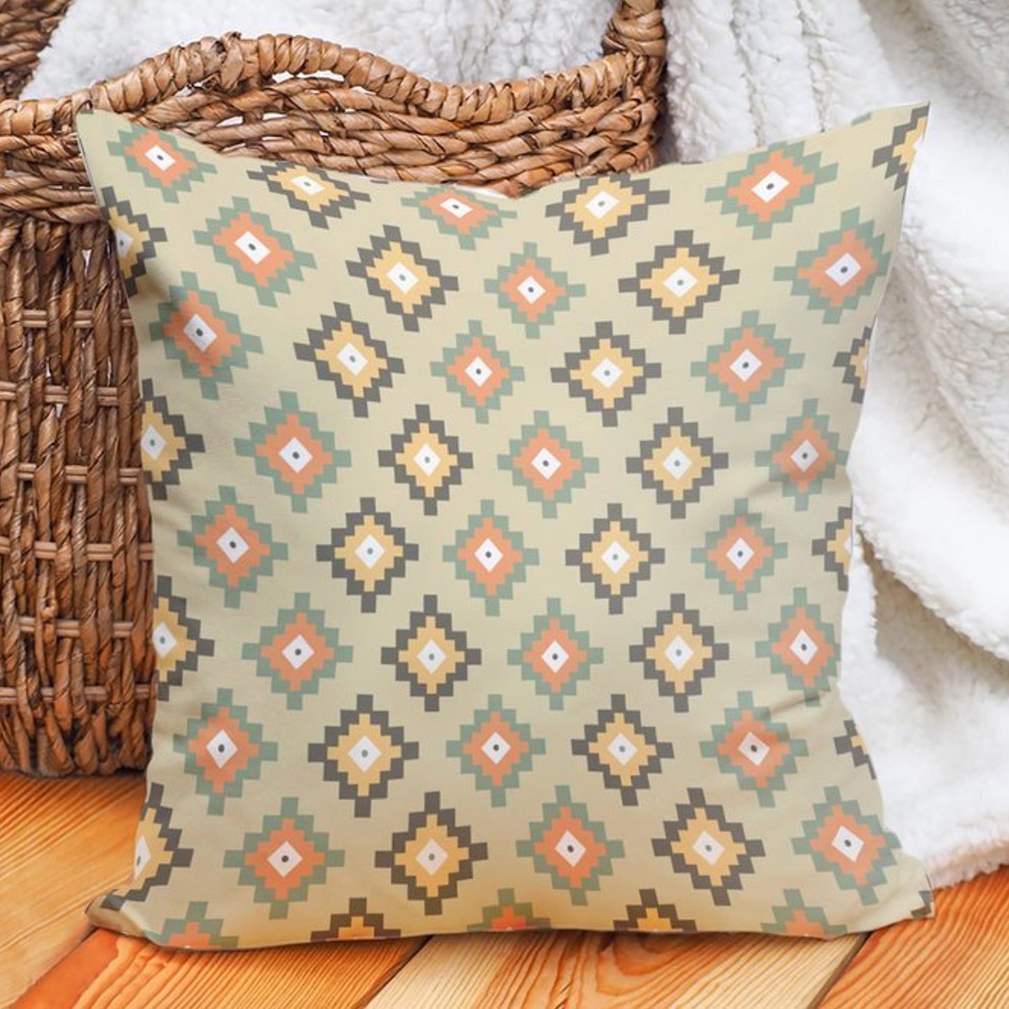 Carnival Home Double Sided Beige Floor Ethnic Pattern Printed Kirlent Cover (KQ3-7086)