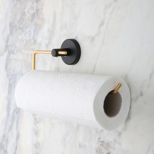May Bathroom Adhesive Gold Square Outdoor Solo Towel Holder, Black (YM2-106)