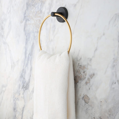 May Bath Gold Ring Towel Holder, Black (YM2-108)