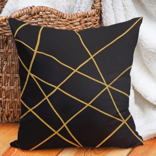 Carnival Home Double Sided Black Background Gold Lines Printed Cushion Cover (KQ3-7127)