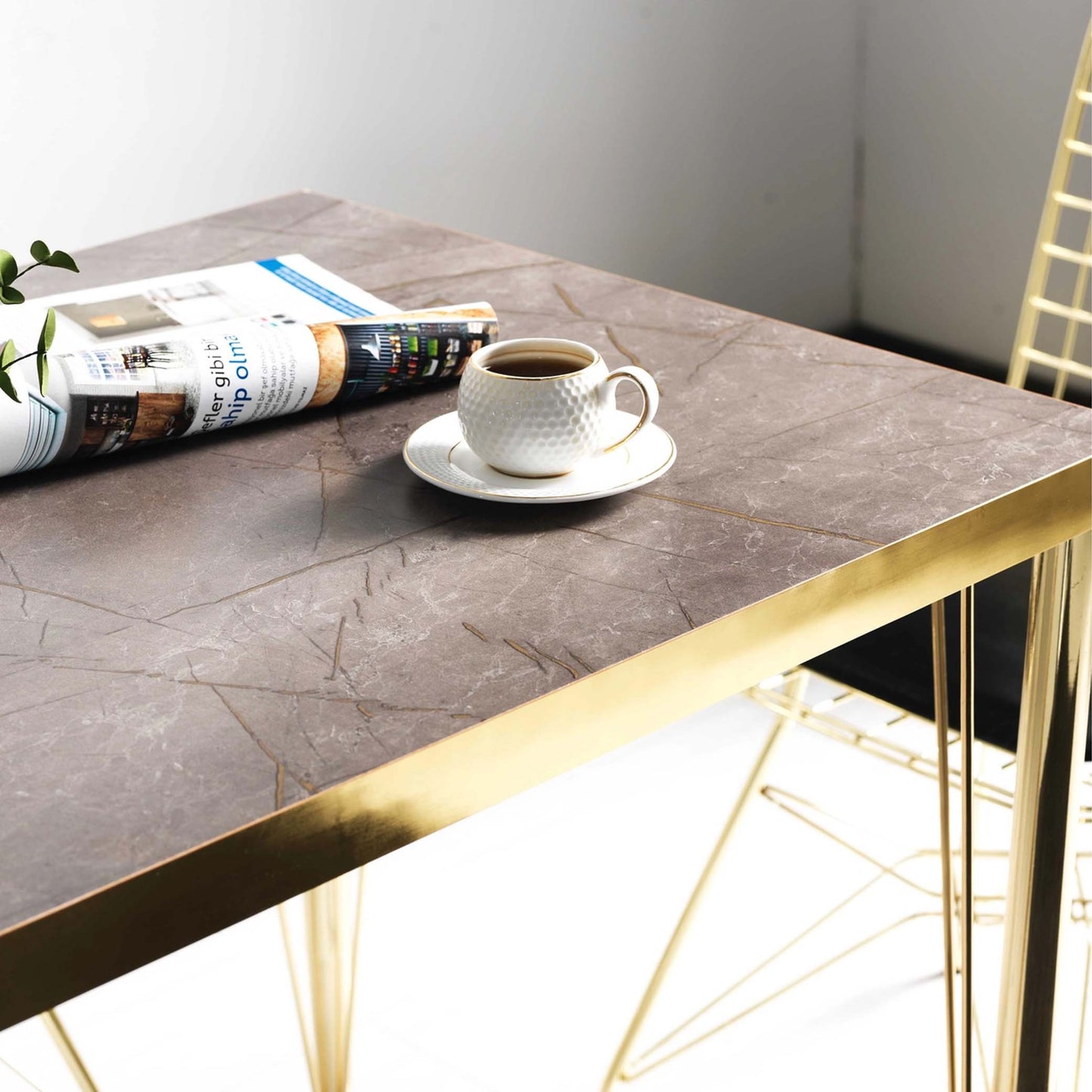 Violet Gold Table Chair Set , 90X60 (ZS4-164)