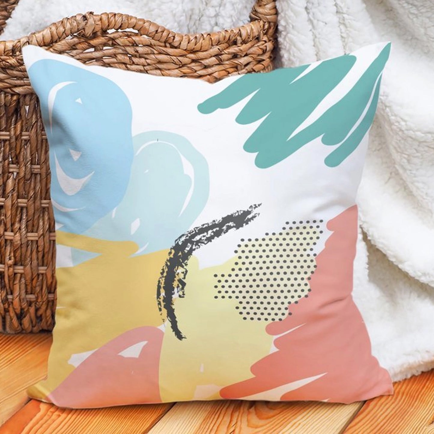 Carnival Home Double Sided Colored Brush Painted Printed Cushion Cover (KQ3-7120)