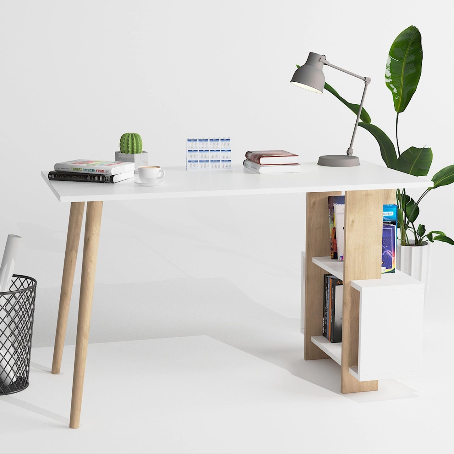 Lagomood side study desk, white oak 120 cm (LG4-140) / made in eu