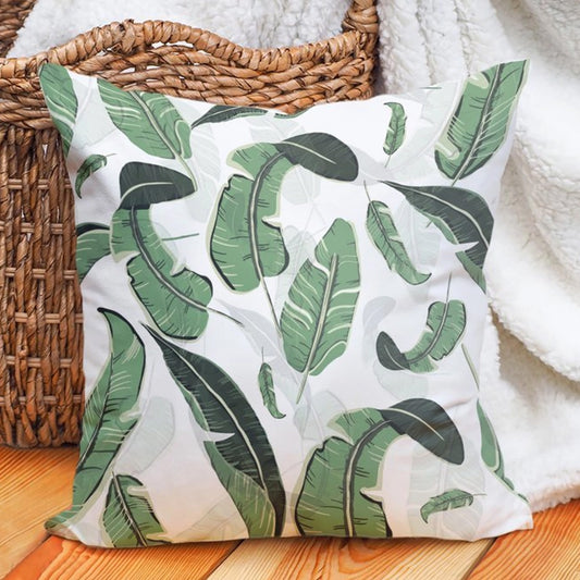 Carnival Home Double Sided White Floor Green Leaves Printed Cushion Cover (KQ3-7103)